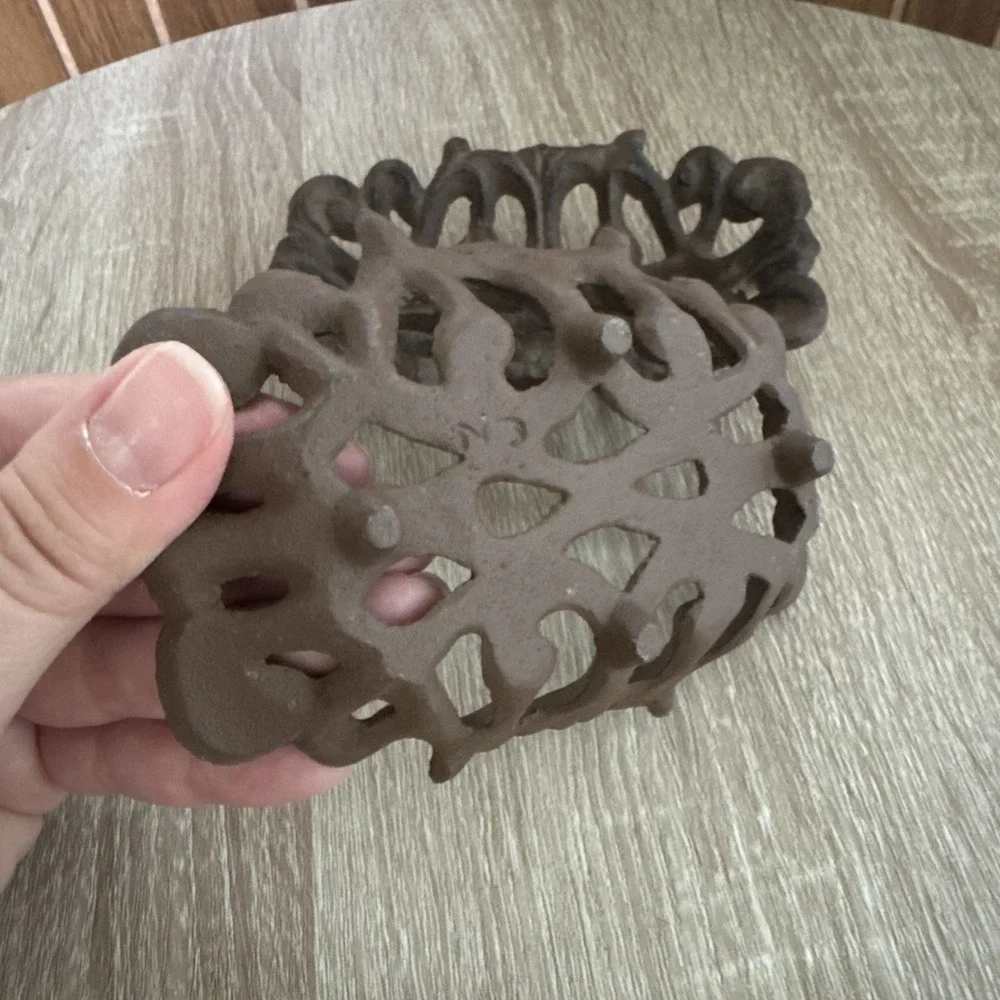 Cast Iron Scroll Soap Dish / Business Card, Rust - Set of 2